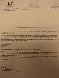 This is the letter the HSE is sending to ask people if they've emigrated...
