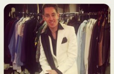 Ryan Tubridy dressed as Johnny Logan in the white Eurovision suit