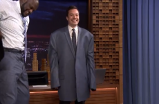 Jimmy Fallon looks like a child in Shaq's coat