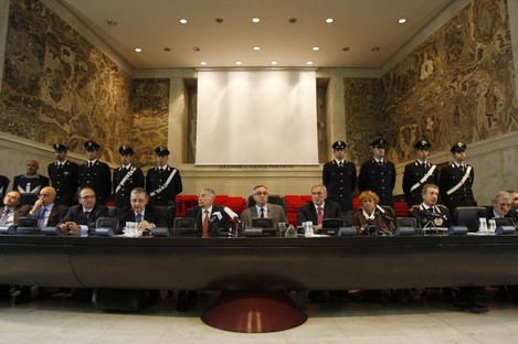 Judges at the biggest ever operation against the 'Ndrangheta crime organisation in 2010 which saw 300 people arrested. 