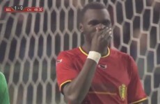 Christian Benteke can't help but smile after his miss of the season contender
