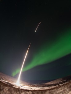Amazing photo of a NASA rocket being fired into an aurora