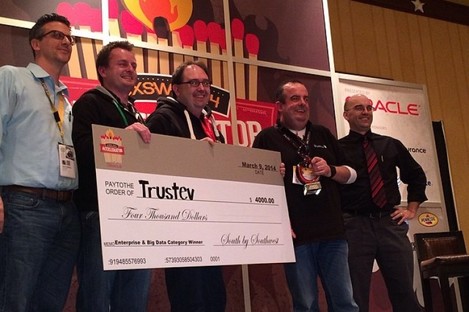 The Trustev team receiving their cash prize at SXSW yesterday.