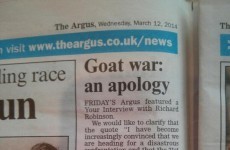 Greatest newspaper apology about goats you'll see today
