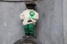 The Manneken Pis statue got dressed up for St Patrick's Day