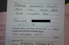Manchester police leave brilliant note for homeowner after drugs bust