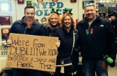 Irish guy schools TMZ with excellent sign at the New York St Patrick's Day parade