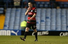 Richard Dunne was sent off for a foul on Irish teammate Leon Best last night