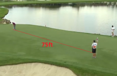Graeme McDowell made this 75-foot putt for eagle yesterday