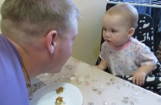 Angry baby easily wins argument with her dad