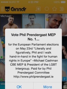 This MEP is appealing for votes on Grindr
