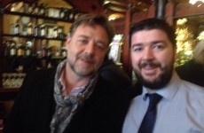 Russell Crowe squeezed in two pints during his quick stop in Dublin