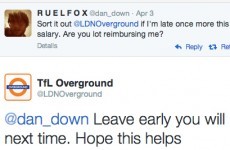 London Overground sends cheeky Twitter reply to man running late for work