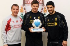 Suarez and Gerrard BOTH win Player of the Month (and Rodgers makes it a hat-trick)
