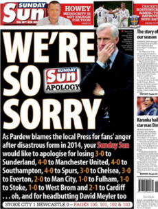 The Sunday Sun's brilliant back page tomorrow has more than a hint of sarcasm about it