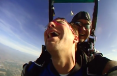 This man is REALLY not enjoying his skydive