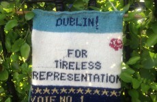 Someone knitted this MEP an election poster out of Aran-jumper wool