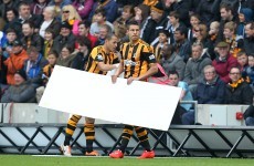 Today's Hull-Arsenal game was interrupted by some wind-assisted advertising hoardings