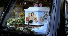 Family portrait decorates Peaches Geldof's coffin as mourners arrive for funeral