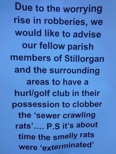 Poster encourages community to 'clobber' burglars with hurls and golf clubs