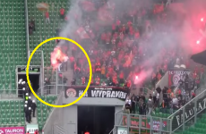 The horrifying moment when tear gas engulfed a flare-waving football fan