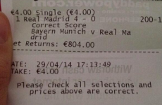 An Irish punter won a nice wedge by correctly predicting Real's rout of Bayern tonight