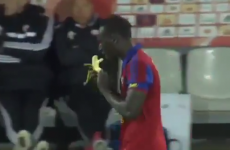 Footballer yellow-carded for eating banana in goal-scoring celebration