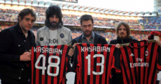 Snapshot: Kasabian are at tonight's Milan derby and it's pretty clear who they're supporting
