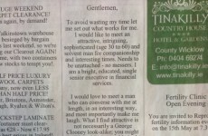 This Irish Times lonely hearts ad is... intense
