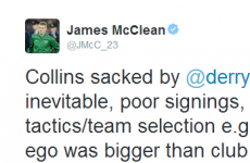 James McClean has his say on Roddy Collins' exit from Derry City