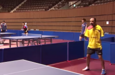 Table-tennis player with no arms takes on the world number two