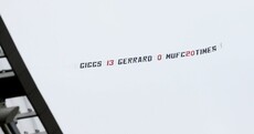 Banner mocking Stevie G flown over Lansdowne Road during Liverpool game
