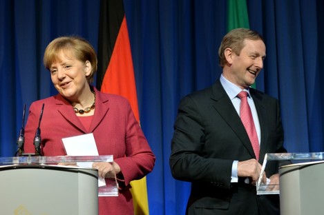 Sure we're great friends: Angela Merkel and Enda Kenny at the EPP conference in Dublin in March.