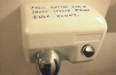 Brilliantly cynical Enda Kenny graffiti on a bathroom hand-dryer