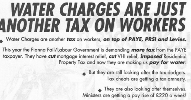 Gilmore on THAT water charges leaflet: 'What I was against then is what I'm against now'
