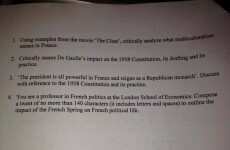 Politics students at UCC had the option of answering an exam question as a tweet