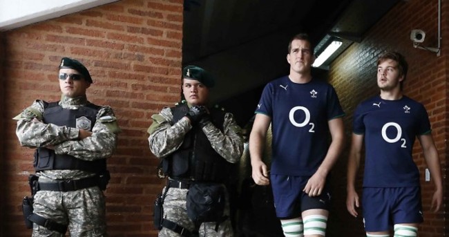 Snapshot: Armed soldier doesn't fancy tangling with Big Devin Toner