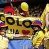 It's half-time in today's World Cup opener and Colombia lead Greece