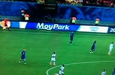 Yes, in case you're wondering that is Moy Park chicken advertising at the World Cup