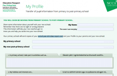Here's the form children will be asked to fill out about their abilities as they enter secondary school
