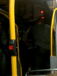 Two men arrested after kicking in window on Dublin bus