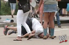 Someone dubbed WWE commentary over a video of an extremely drunk man