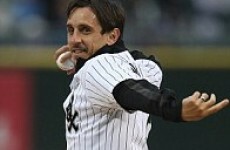 Gary Neville throws first pitch at Chicago White Sox game
