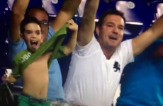 This kid's reaction to his big-screen moment is hilarious and terrifying