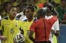Man United's Antonio Valencia red carded against France