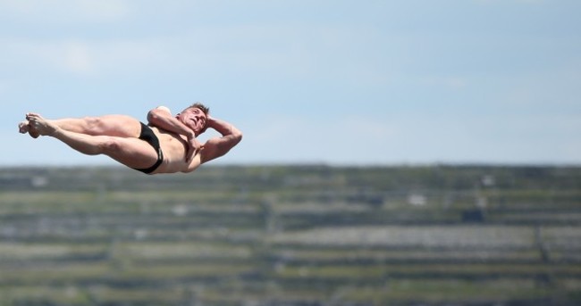 10 of our favourite pictures from today's cliff diving event on Inis Mór
