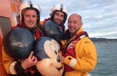 A giant Mickey Mouse balloon was rescued after crashing in the sea off Bray yesterday