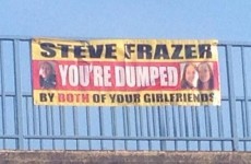 Cheating man dumped by both his girlfriends with one very public banner