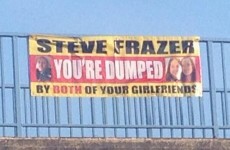 Cheating man dumped by both his girlfriends with one very public banner
