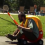 Two dads use their kids' toys to have epic battle